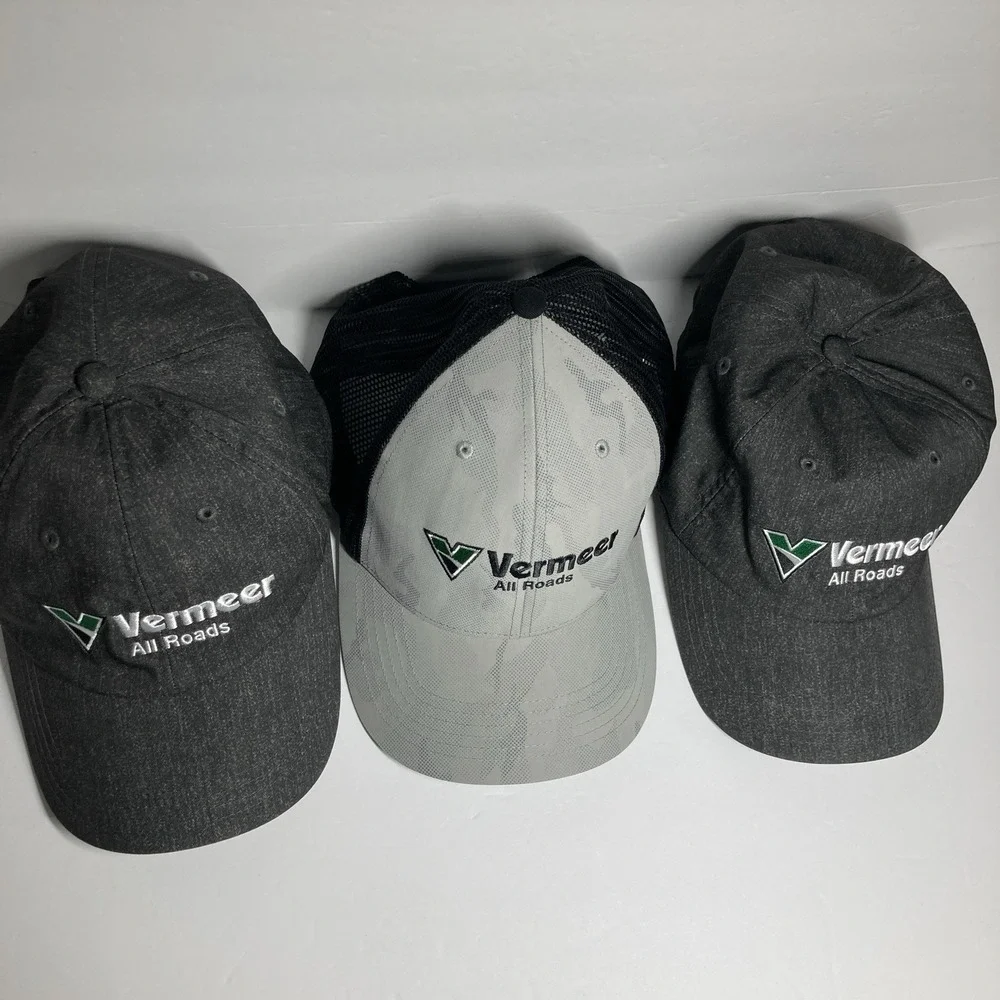 Vermeer All Roads Caps Hats Lot of 3‎ Green Gray Machine Tool Rental Ohio